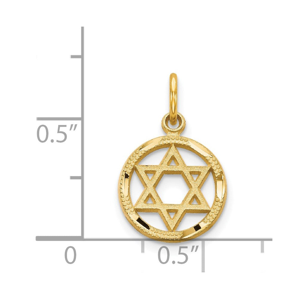 14k Solid Polished Star of David Charm