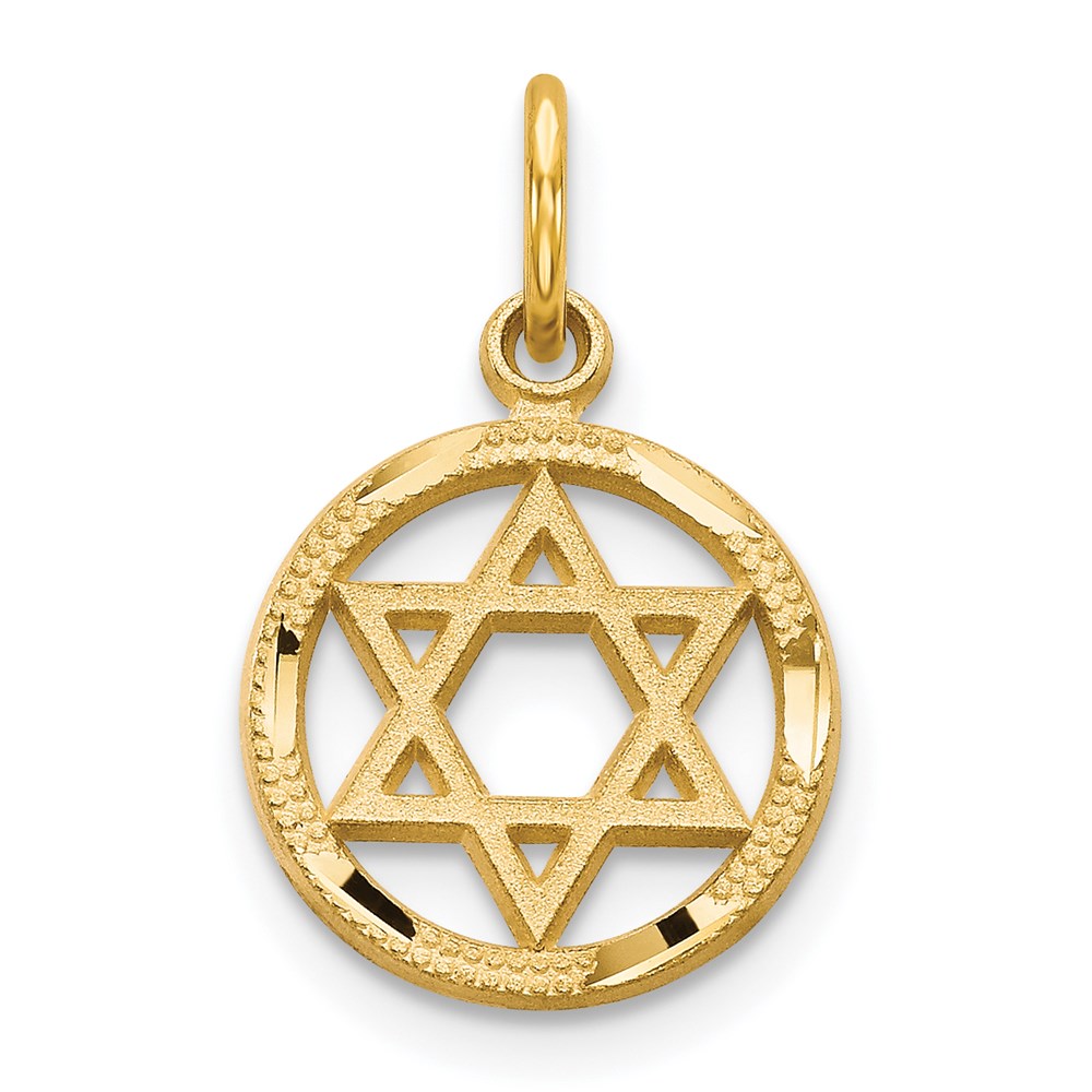 14k Solid Polished Star of David Charm - 2