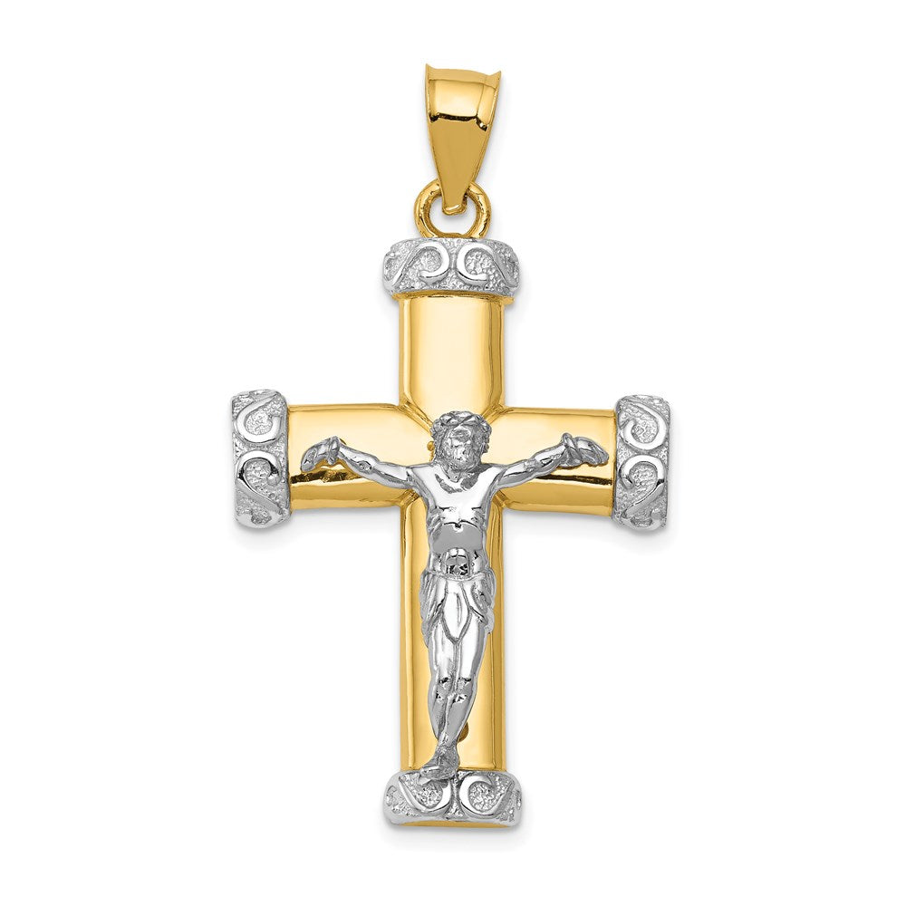 14k Two-tone Crucifix Pendant - 5