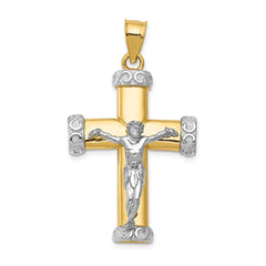 14k Two-tone Crucifix Pendant - 5