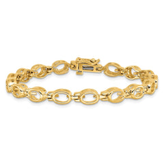 14k Holds 16-6x4 Oval Bezel-set Gemstone 7 inch Bracelet Mounting Only