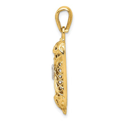 14K w/ White Rhodium Mezuzah W/Shin Charm - 2