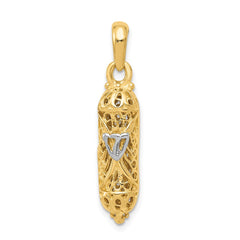 14K w/ White Rhodium Mezuzah W/Shin Charm - 2