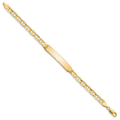14k Polished Solid Chain/Solid Plate Anchor Link 34x7mm Plate 7 inch ID Bracelet