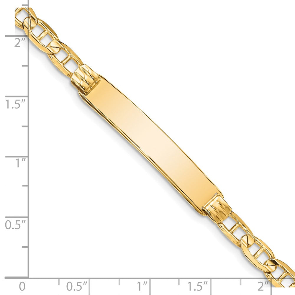 14k Polished Solid Chain/Solid Plate Anchor Link 34x7mm Plate 7 inch ID Bracelet