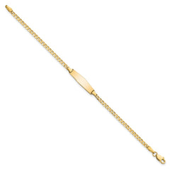 14k Polished Solid Chain/Solid Plate Curb Link Soft Diamond Shape 19.5x5.5mm Plate 6 inch Baby/Child ID Bracelet