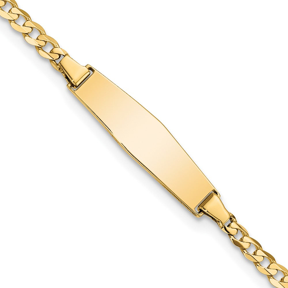 14k Polished Solid Chain/Solid Plate Curb Link Soft Diamond Shape 19.5x5.5mm Plate 6 inch Baby/Child ID Bracelet