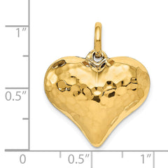 14K Polished and Hammered 3-D Heart Pendant - 4
