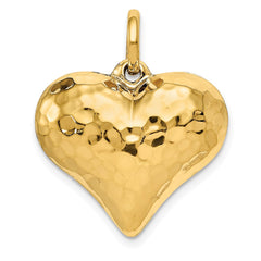 14K Polished and Hammered 3-D Heart Pendant - 4