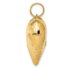 14K Polished and Hammered 3-D Heart Pendant - 5