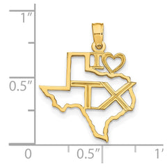 14k Solid Texas State Pendant