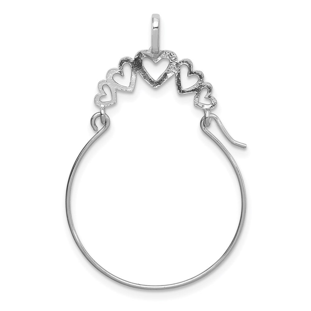 14k White Gold Polished 5-Heart Charm Holder