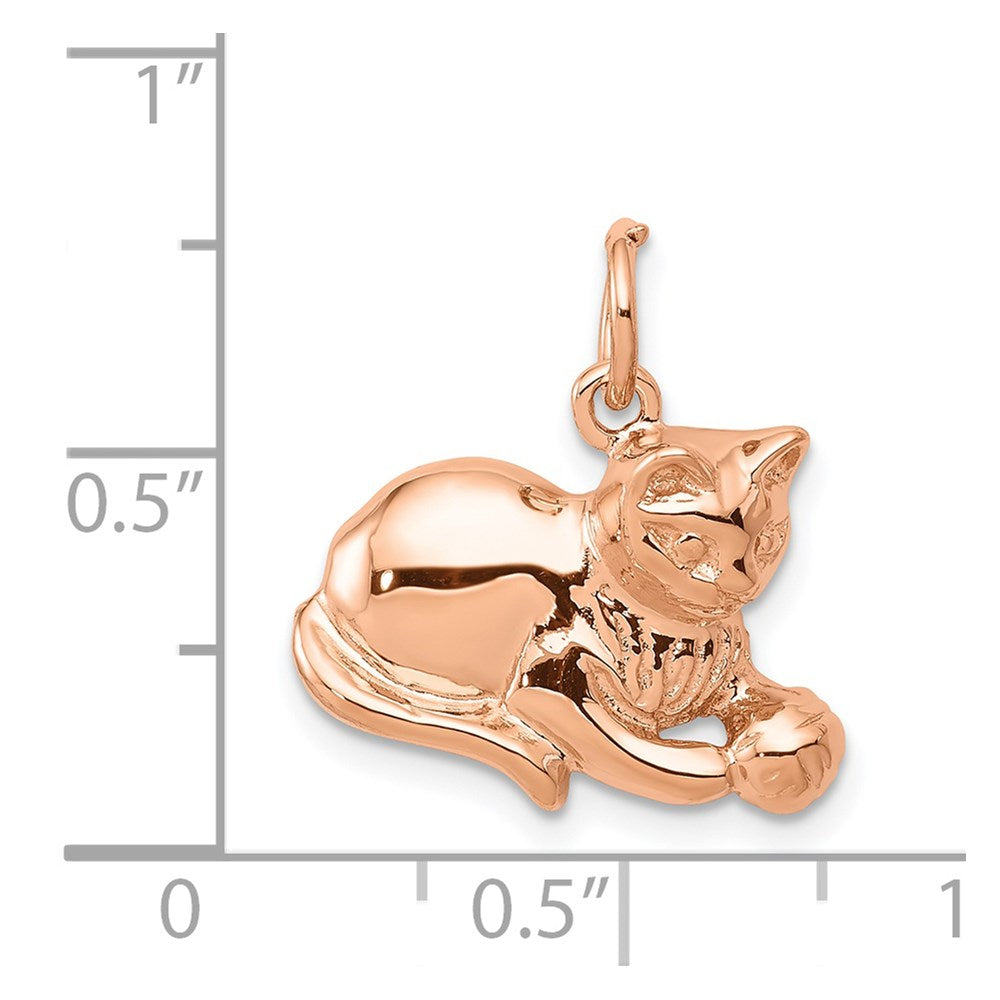 14k Rose Gold Solid Polished Open-Backed Cat Charm