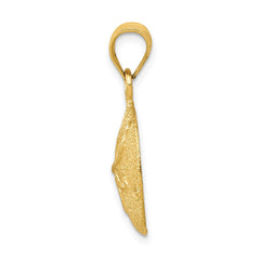 14k Solid Polished Laser-Cut Sand Dollar Pendant - 4