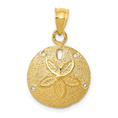14k Solid Polished Laser-Cut Sand Dollar Pendant - 4