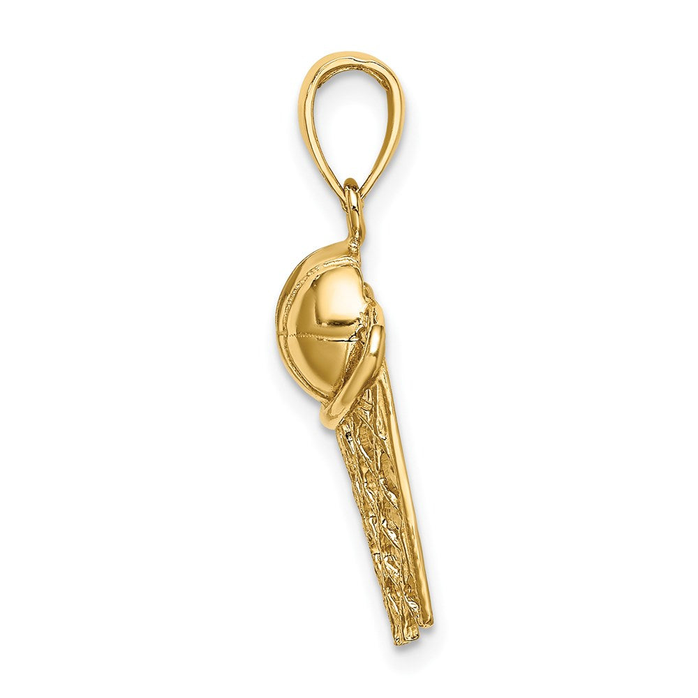 14K Polished Basketball and Net Charm