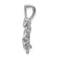 14k  3D White Gold Satin Angel Pendant