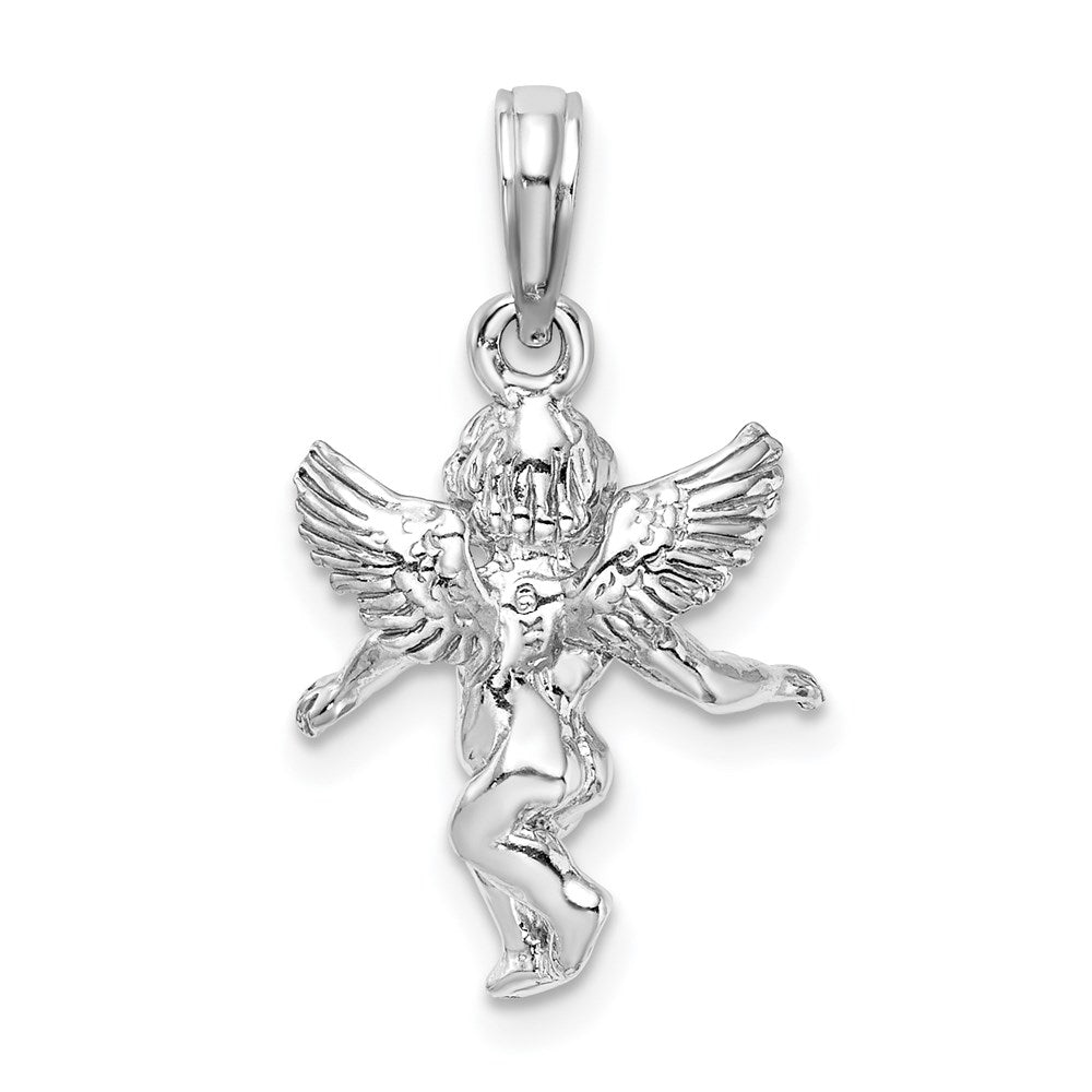 14k 3D White Gold Polished Solid Angel Pendant – LIV Jewelers