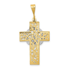 14k Two-tone Claddagh Cross Pendant