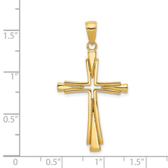 14k Polished Solid Cross Pendant - 7