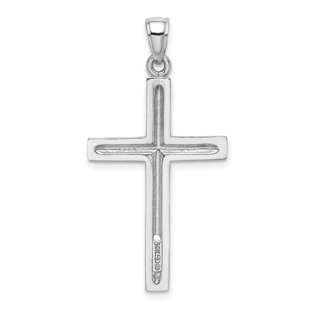 14k White Gold Polished Cross Pendant