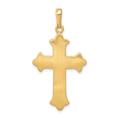 14k Two-tone Fleur De Lis Cross Pendant