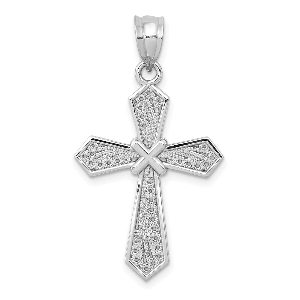 14k White Gold Passion Cross Pendant - 5