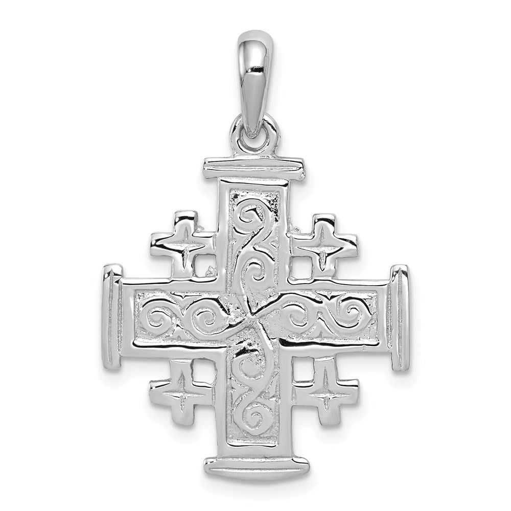 14k White Gold Jerusalem Cross Pendant - 2