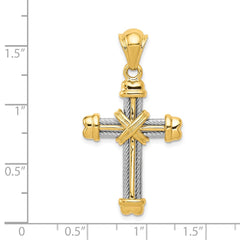 14k Two-tone Cross Pendant - 5