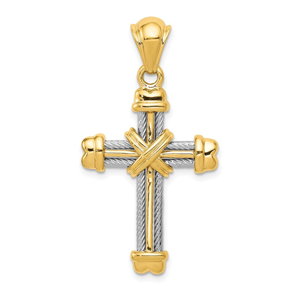 14k Two-tone Cross Pendant - 5