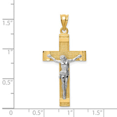 14k Two-tone INRI Crucifix Pendant - 7