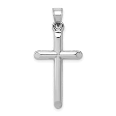 14k White Gold Hollow Cross Pendant - 11