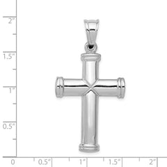 14k White Gold Hollow Cross Pendant - 4
