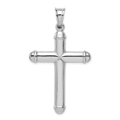 14k White Gold Hollow Cross Pendant - 2