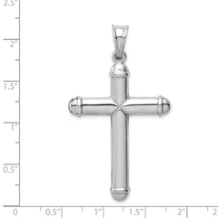 14k White Gold Hollow Cross Pendant - 2