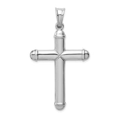 14k White Gold Hollow Cross Pendant - 2