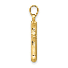 14k w/Rhodium Reversible Hollow Cross Pendant