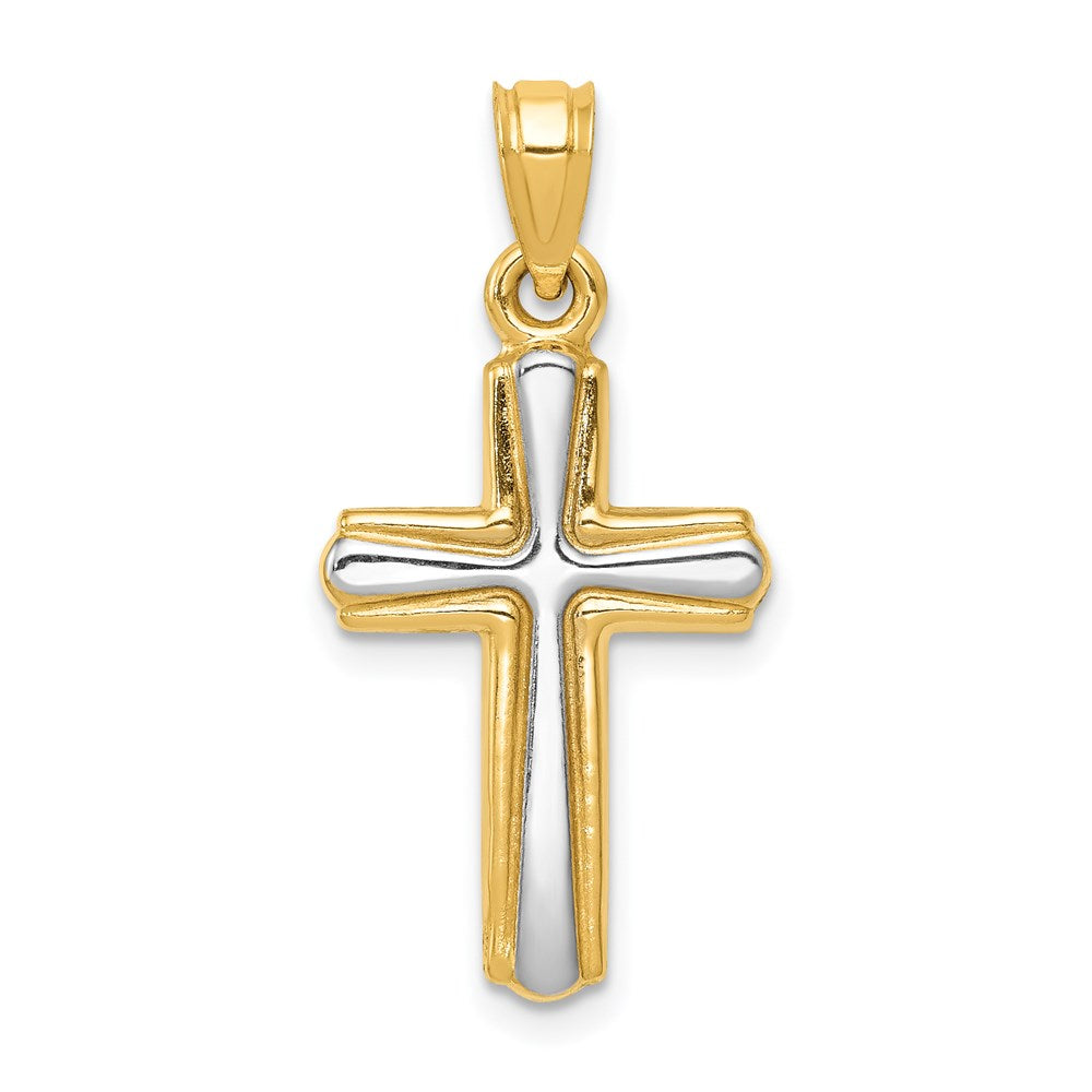 14k w/Rhodium Cross Pendant - 2
