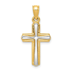 14k w/Rhodium Cross Pendant - 2