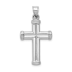 14k White Gold Hollow Cross Pendant - 5