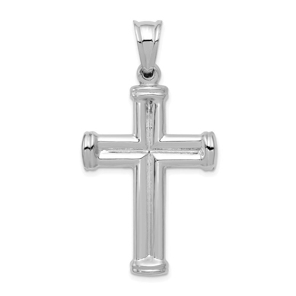 14k White Gold Hollow Cross Pendant - 13