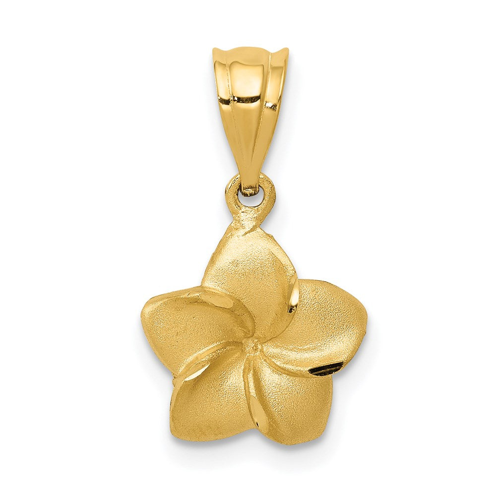 14k Plumeria Floral Charm Pendant - 2