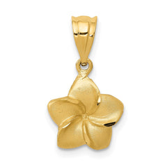 14k Plumeria Floral Charm Pendant - 2