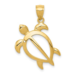 14k Open Turtle Pendant - 3