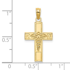 14K RN  Caduceus Cross Charm