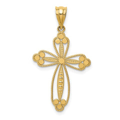 14K Budded Cross Pendant - 2
