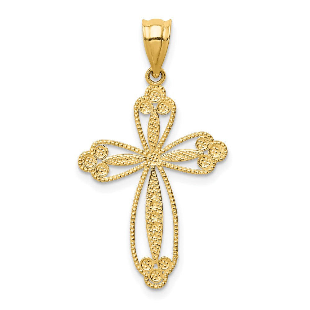 14K Budded Cross Pendant - 2