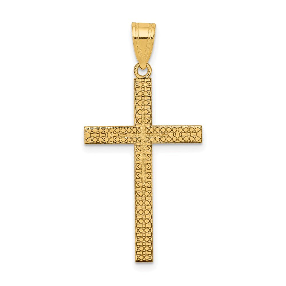 14K Diamond-cut Latin Cross Pendant - 2