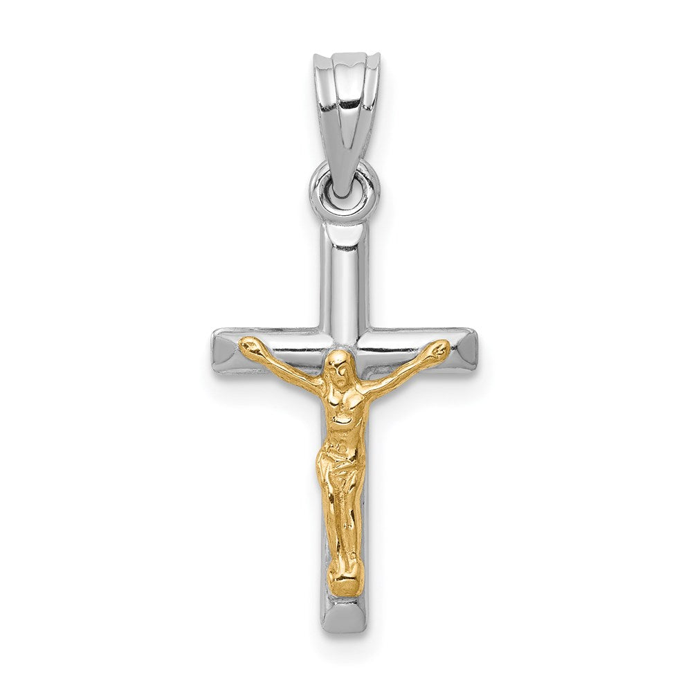 14k Two-tone Hollow Crucifix Charm - 2