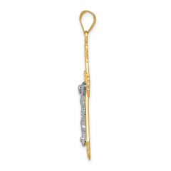 14K Two-tone Diamond-cut Crucifix Pendant - 4